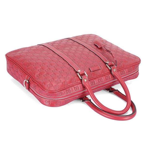 1:1 Gucci 201480 Men's Briefcase Bag-Red Guccissima Leather